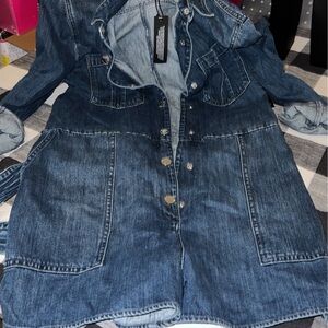 Express Blue Denim Jumpsuit Relaxed Fit